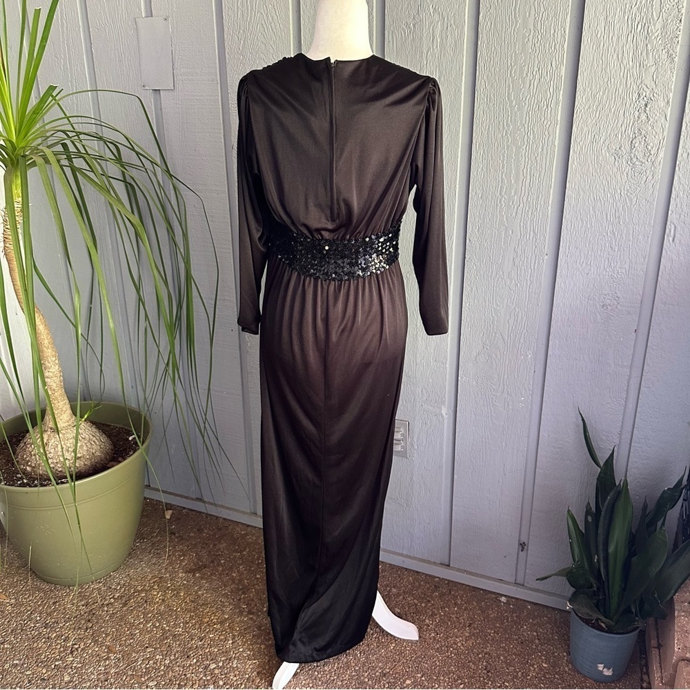 Claralura Original California Vintage Gown Black Maxi Dress Long 1970s 1980s 80s - Picture 13 of 16